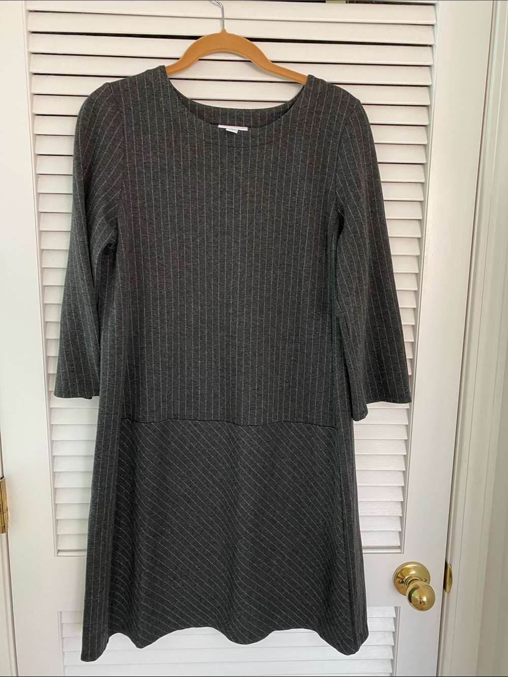J. Jill Classic Dark Gray Pinstripe A-Line Women's Dress